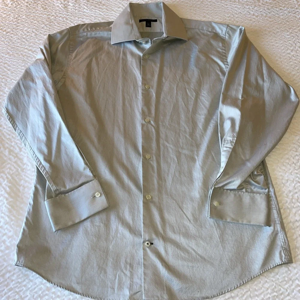 Banana Republic Men's Cotton Dress‎ Shirt Light Gray XL
